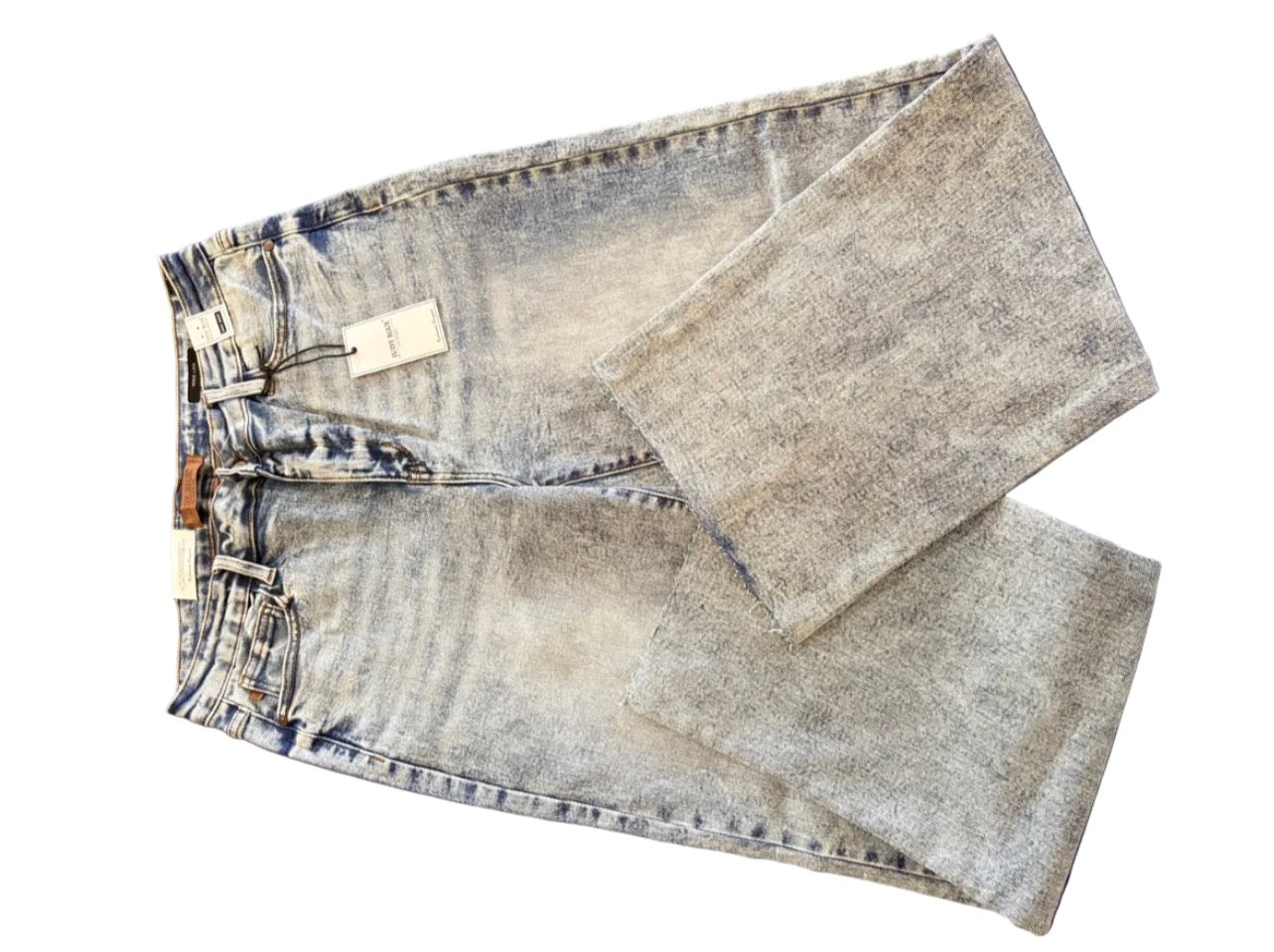 Judy blue high rise light mineral wash raw he wide leg jeans 15/32