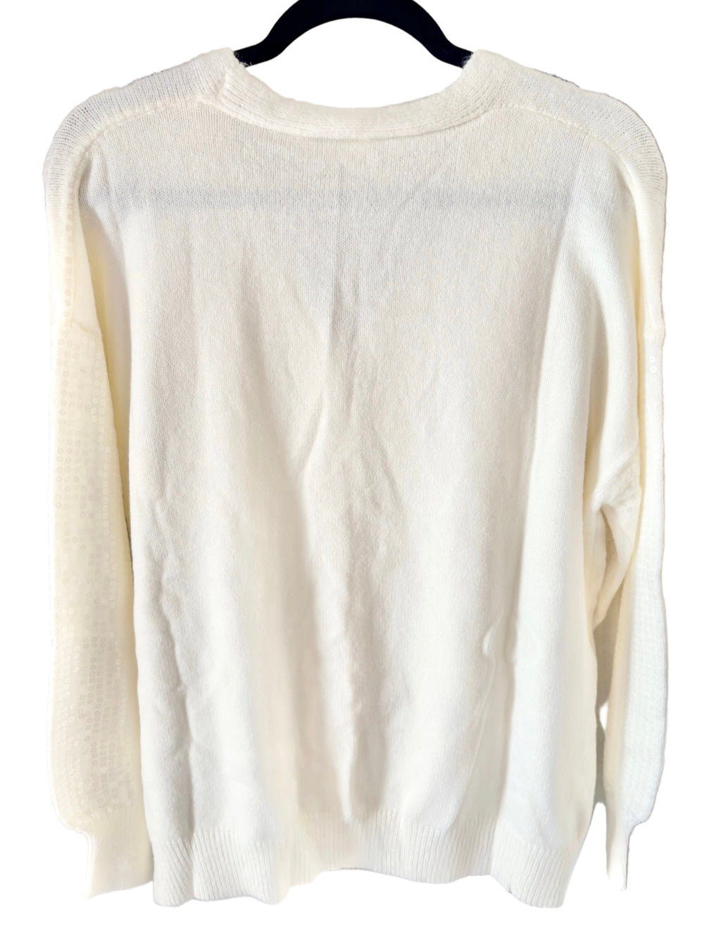 Like Love Sparkle Sequin V-Neck Button-Down Cardigan – Ivory