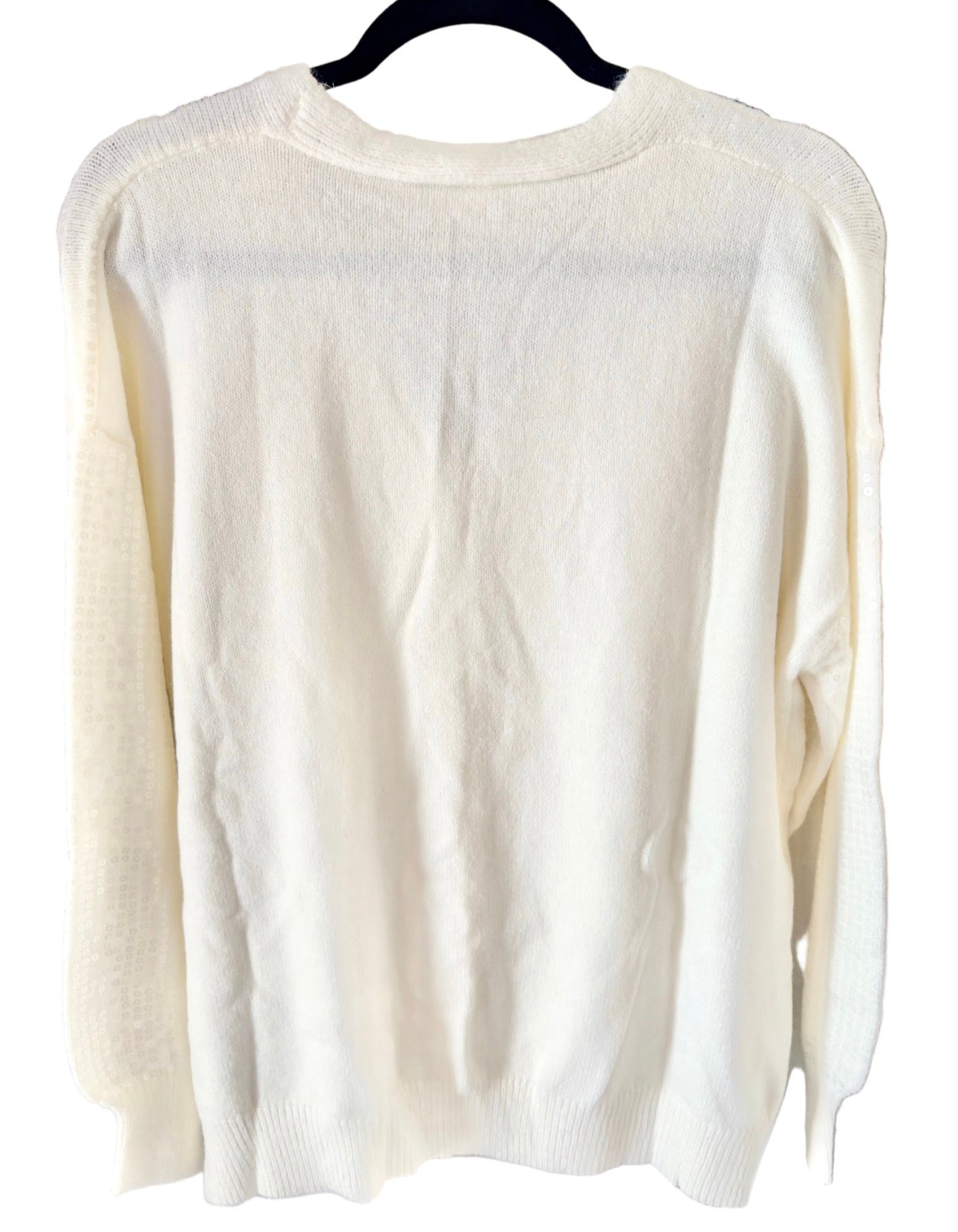Like Love Sparkle Sequin V-Neck Button-Down Cardigan – Ivory