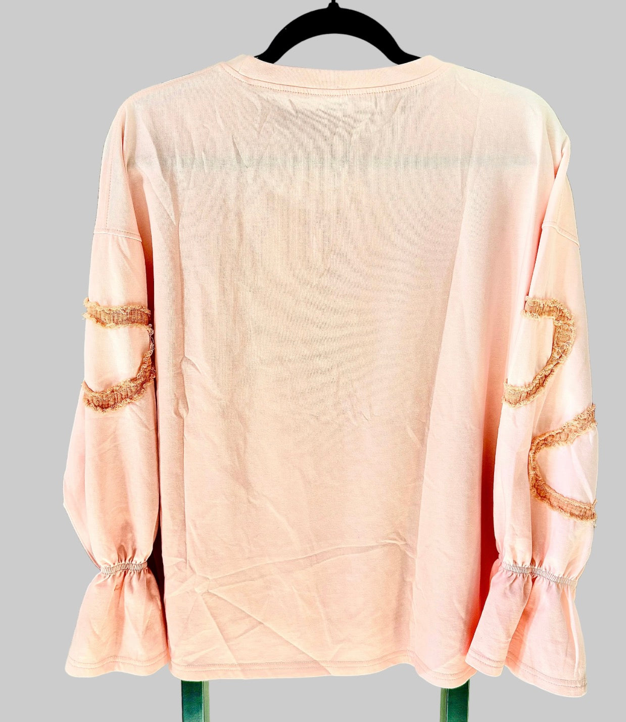 Heart Applique Rocking Trumpet Sleeve Blouse