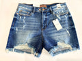 Judy Blue Mid-Rise Destroyed Raw Hem Denim Shorts
