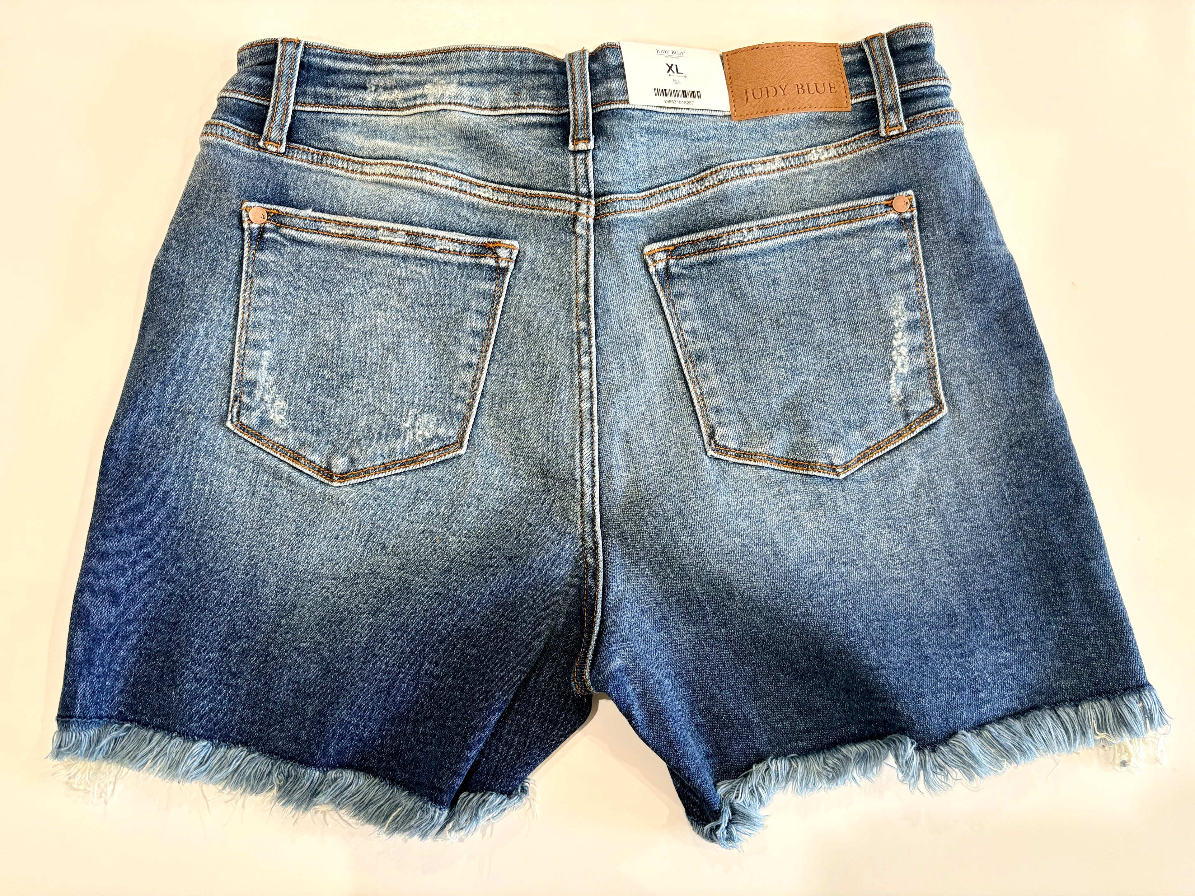 Judy Blue Mid-Rise Destroyed Raw Hem Denim Shorts
