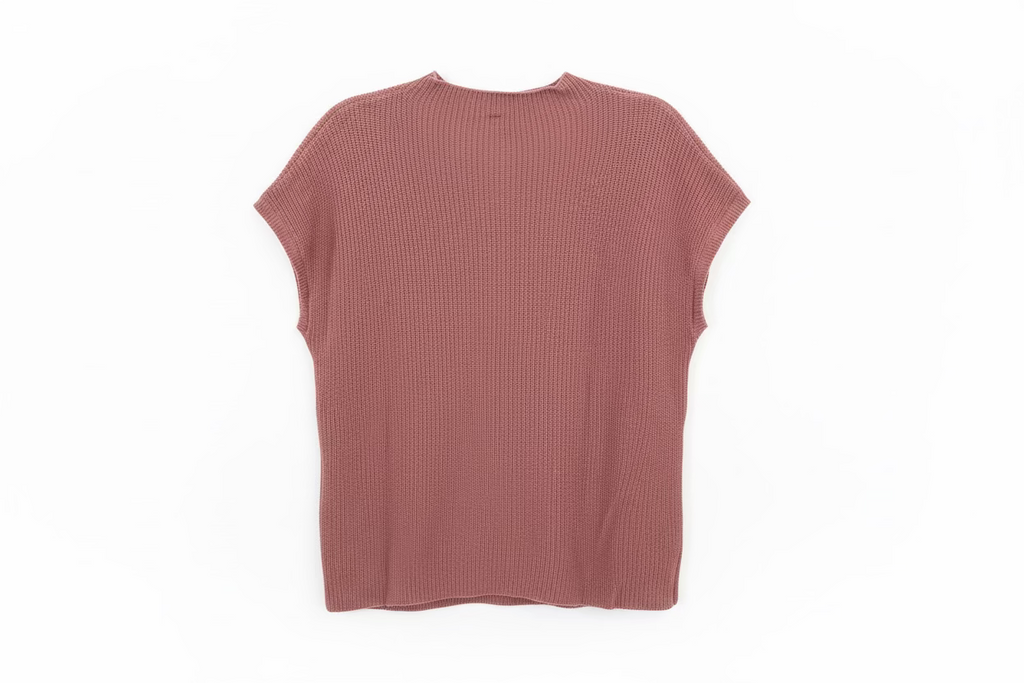 Anrabess Oversized Short Sleeve Knit Sweater Vest with Pocket