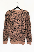 Leopard Print Long Sleeve Top with Lattice Cutout Back