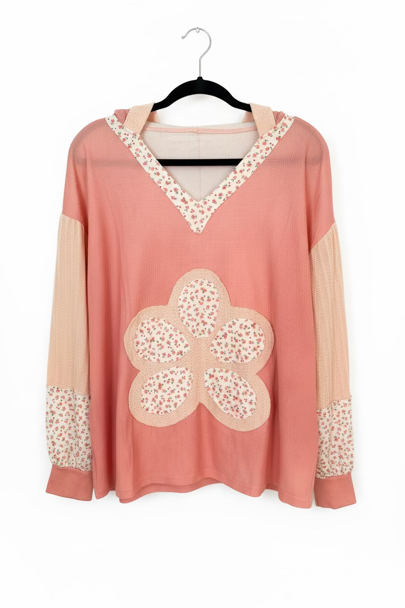 Blue Velvet Floral Medallion Patchwork Pullover – Dusty Rose