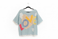 Blue Velvet "LOVE" Heart Patchwork Eyelet Mixed Media Tee – Sky Blue