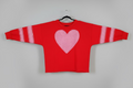 Heart Patchwork Raw-Edge Pullover – Red & Pink