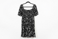 Black Floral Smocked Bodice Puff Sleeve Mini Dress